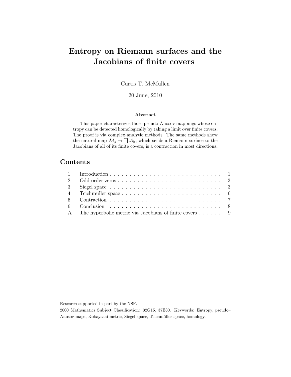 Entropy on Riemann Surfaces and the Jacobians of Finite Covers