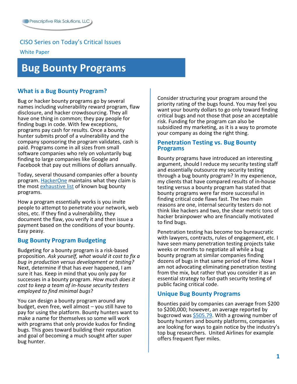 Bug Bounty Programs