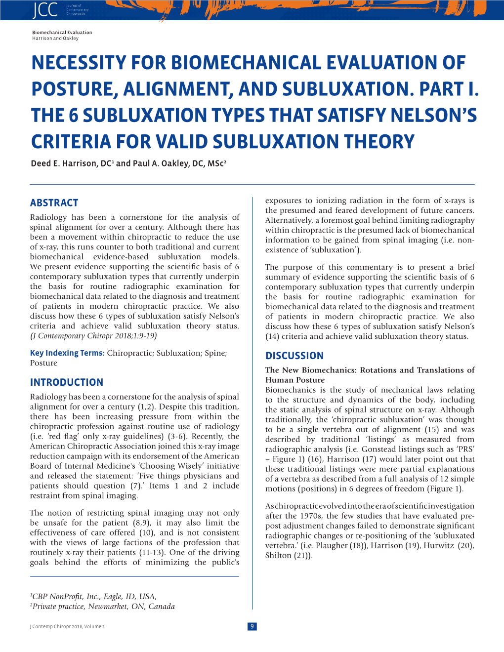 Necessity for Biomechanical Evaluation of Posture, Alignment, and Subluxation