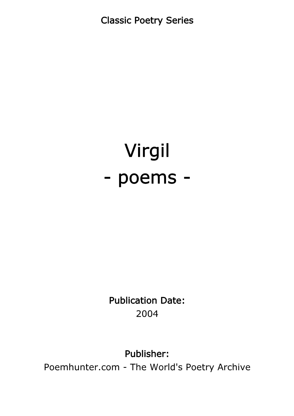 Virgil - Poems