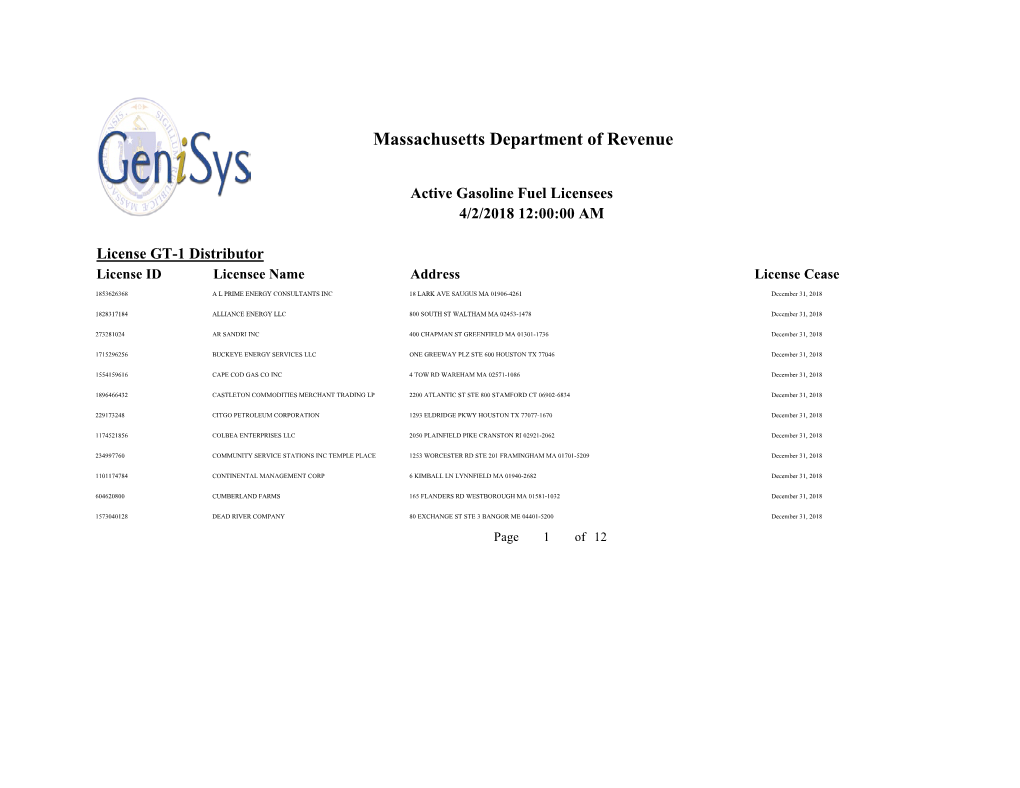 Massachusetts Department of Revenue