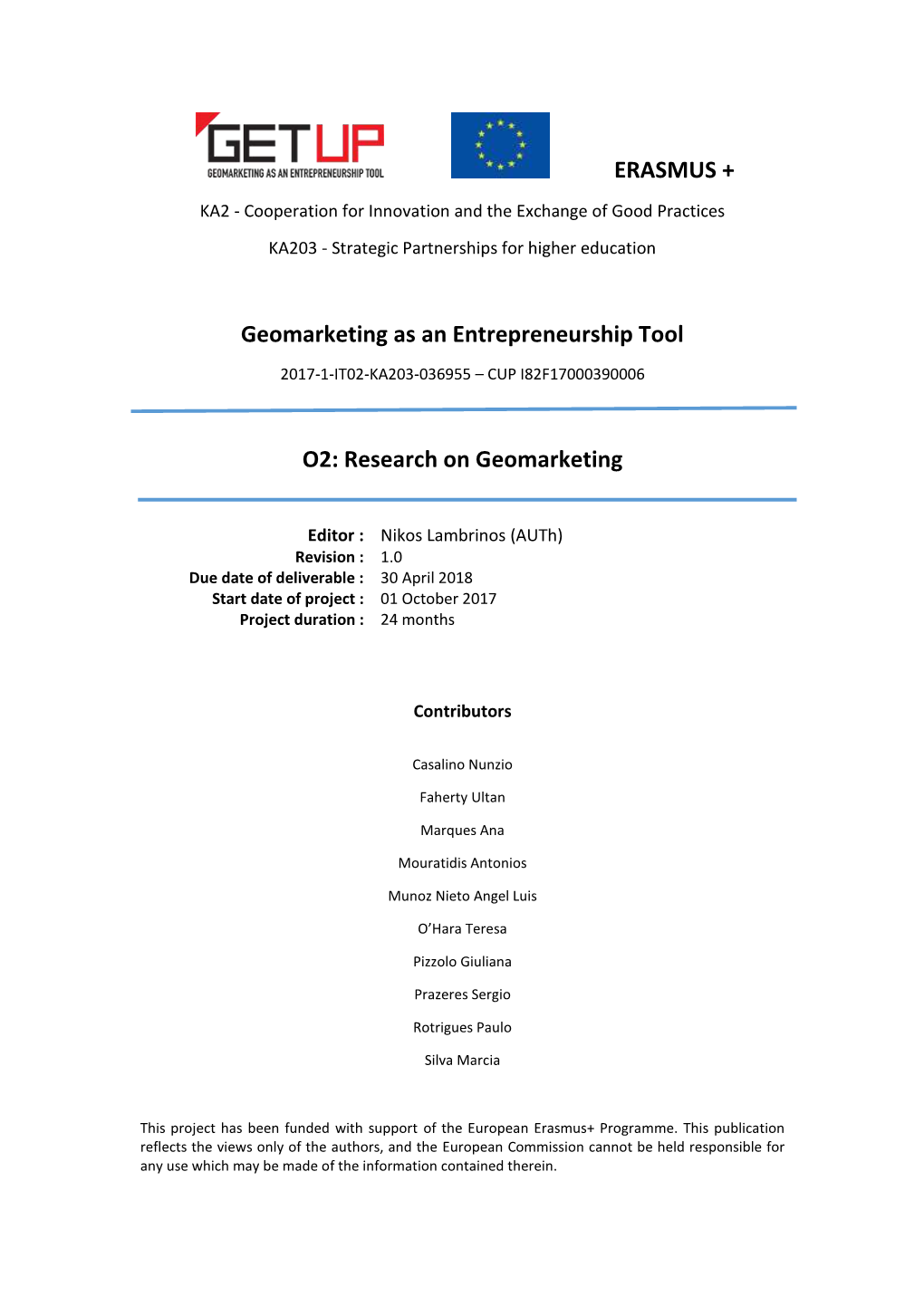 ERASMUS + Geomarketing As an Entrepreneurship Tool O2