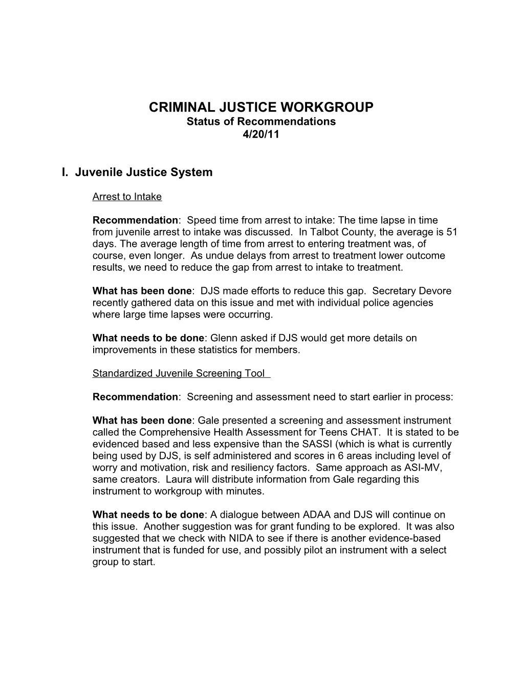 Criminal Justice Workgroup