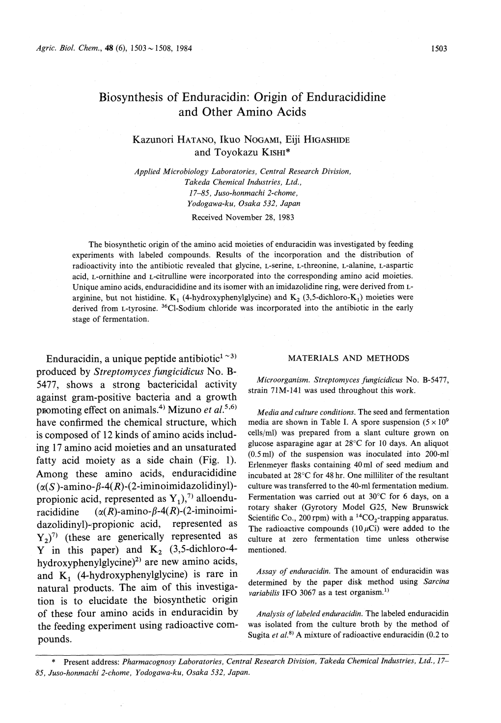 Produced by Streptomyces Fungicidicus No. B- 5477, Shows a Strong Bactericidal Activity Microorganism