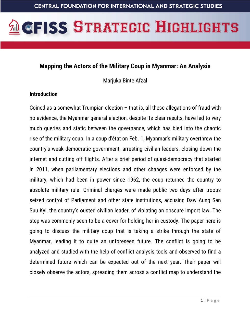 Mapping the Actors of the Military Coup in Myanmar: an Analysis