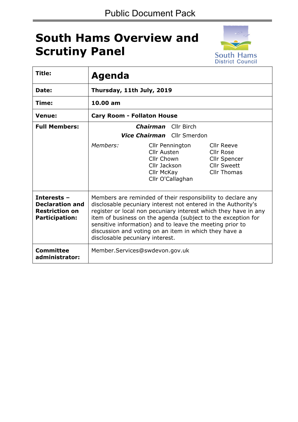 (Public Pack)Agenda Document for South Hams Overview and Scrutiny