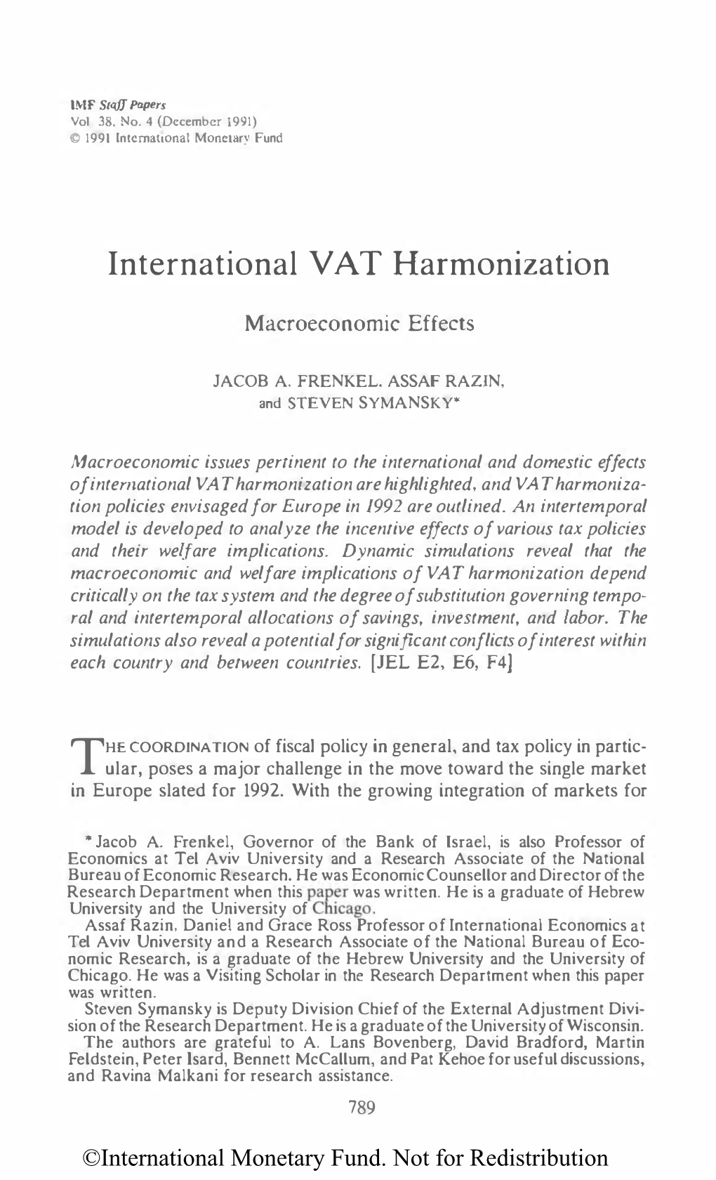 International VAT Harmonization: Macroeconomic Effects