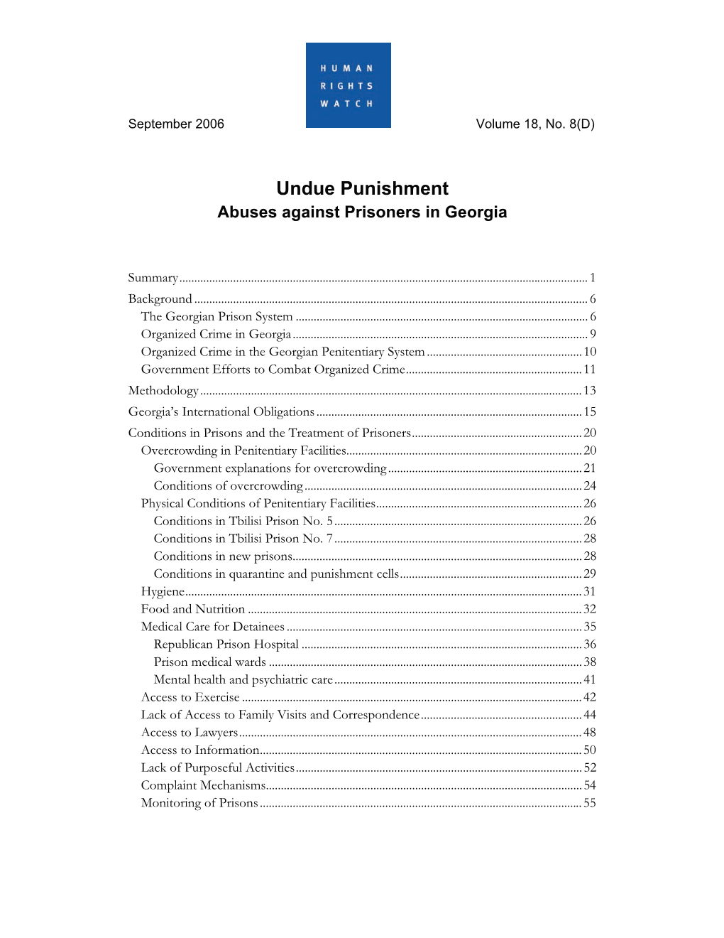 Undue Punishment Abuses Against Prisoners in Georgia