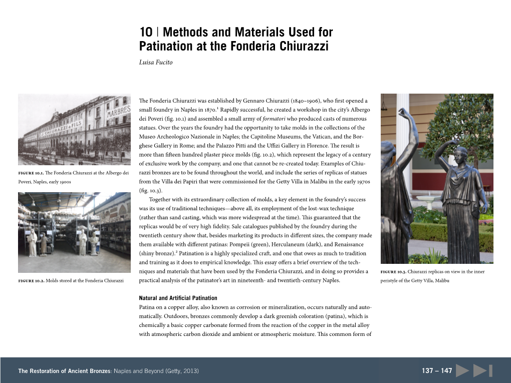 Methods and Materials Used for Patination at the Fonderia Chiurazzi Luisa Fucito