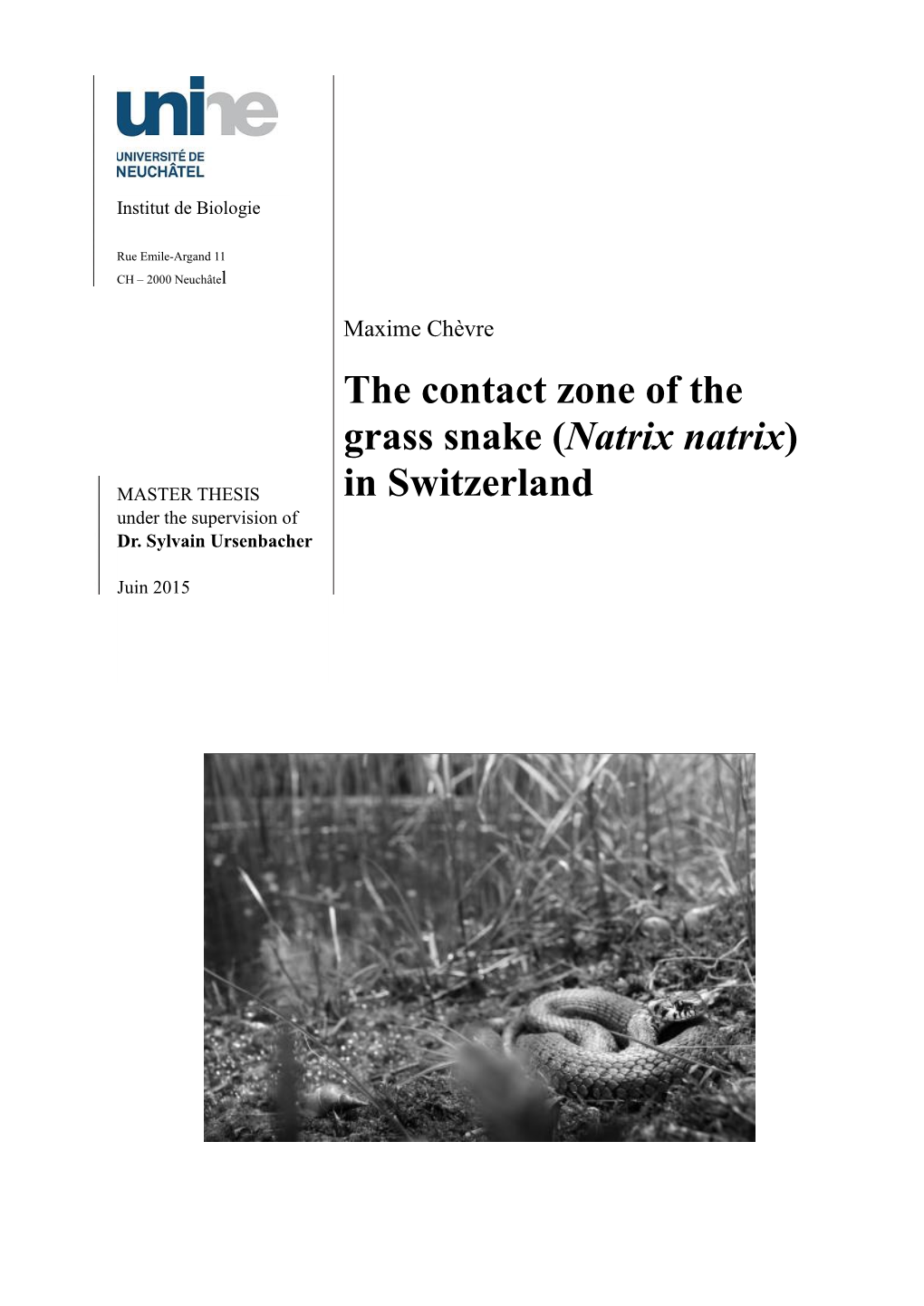 (Natrix Natrix) in Switzerland 2013 – 2015 1