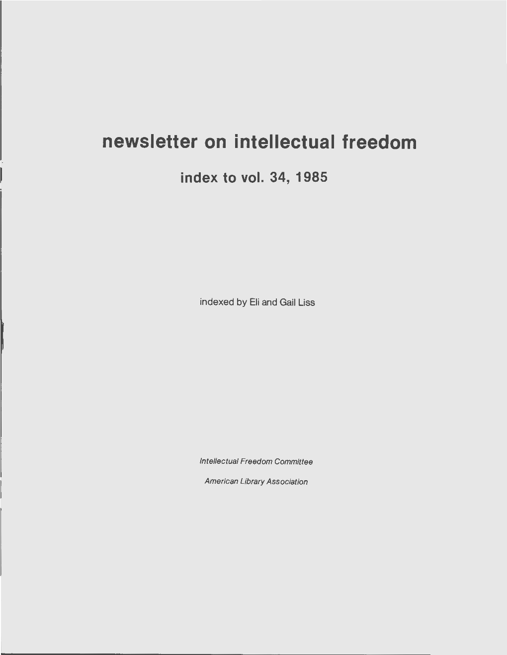 Newsletter on Intellectual Freedom