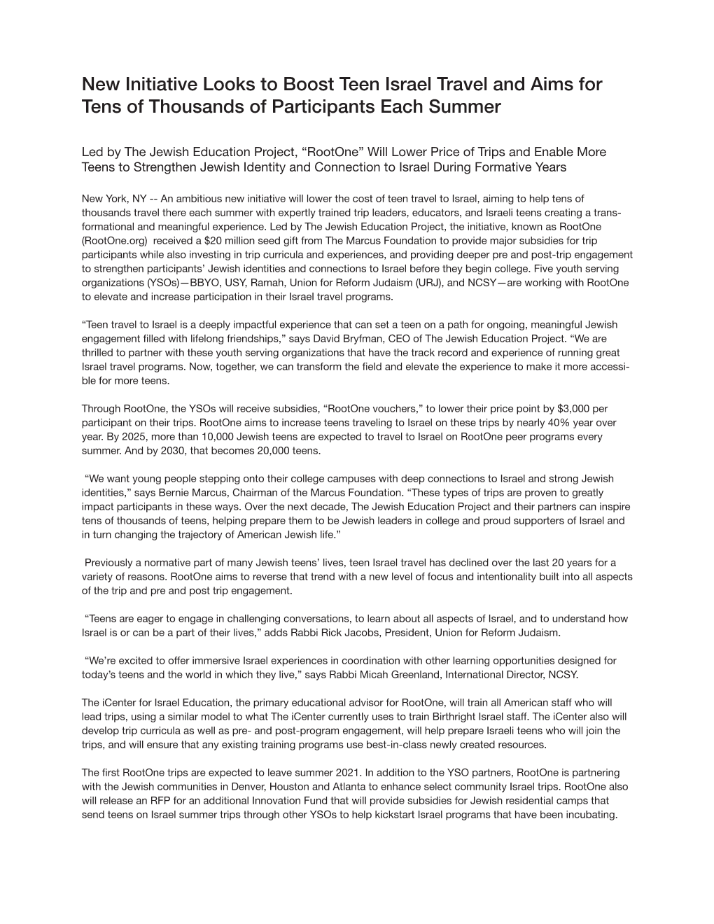 Rootone Press Release