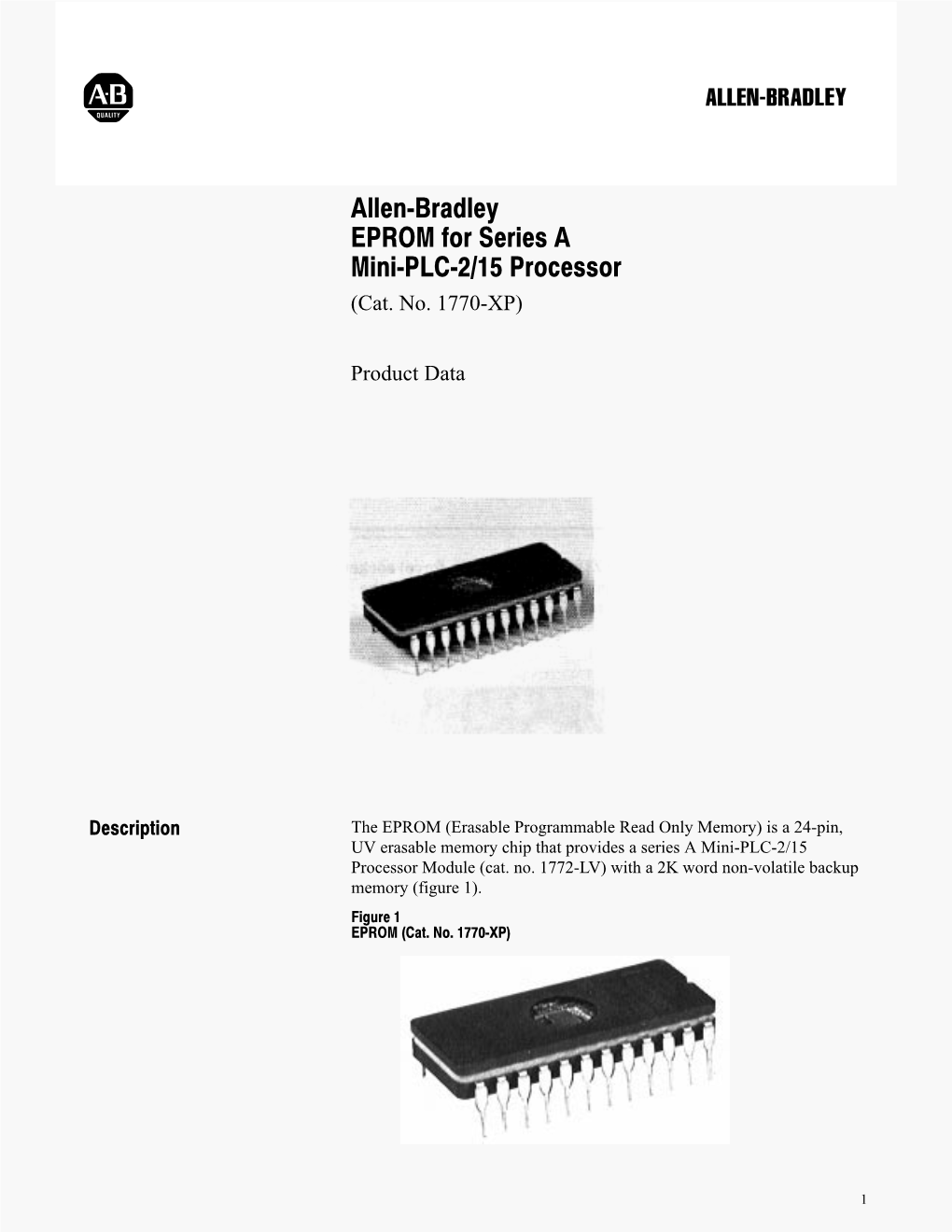 Allen Bradley EPROM for Series a Mini PLC 2/15 Processor