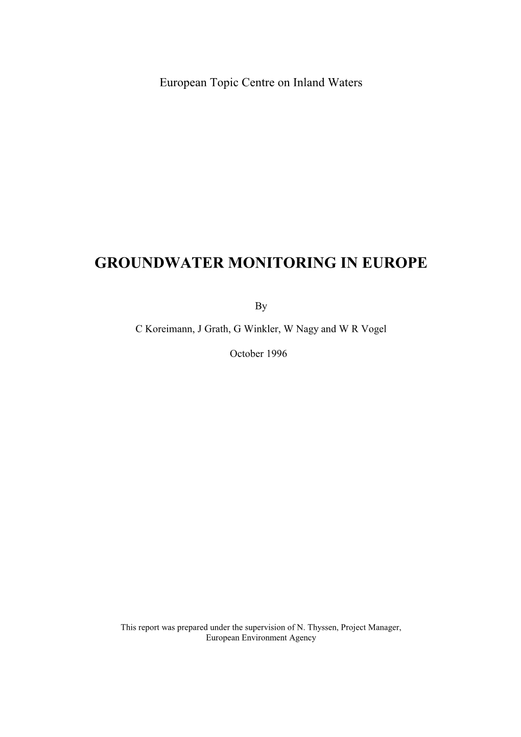 Groundwater Monitoring in Europe