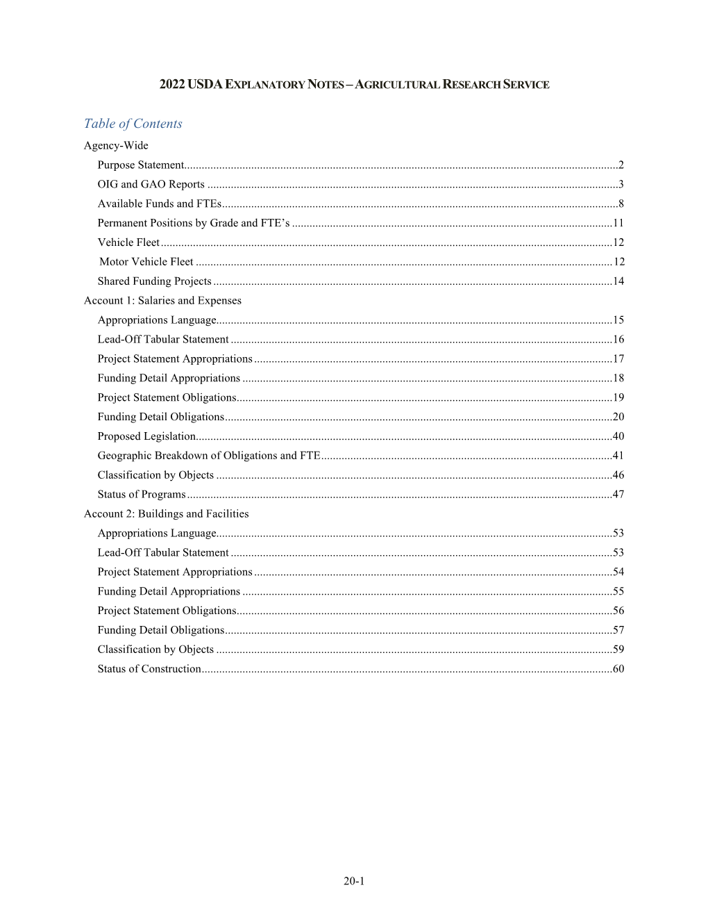 2022 Usda Explanatory Notes – Agricultural Research Service