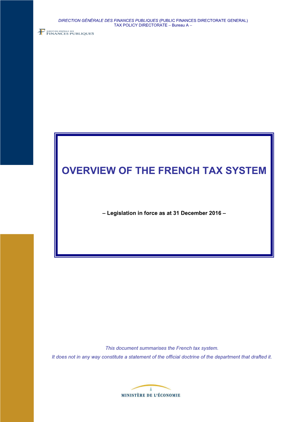 Overview of the French Tax System