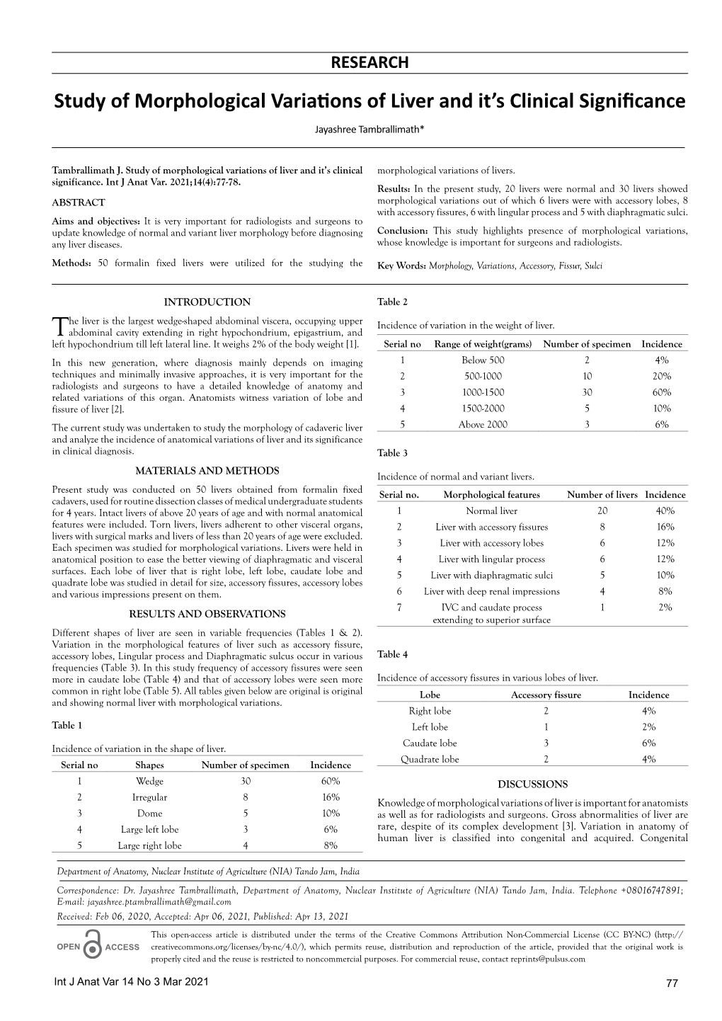 Study of Morphological Variations of Liver and It's Clinical Significance