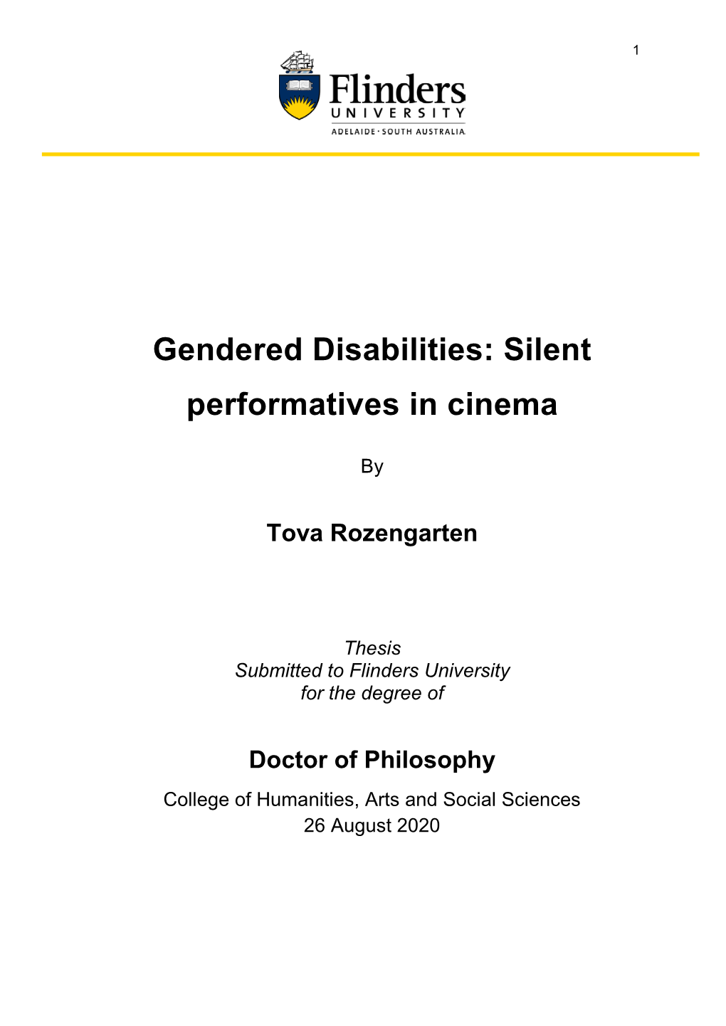 Gendered Disabilities: Silent Performatives in Cinema