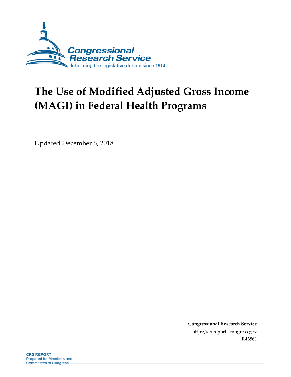 The Use of Modified Adjusted Gross Income (MAGI) in Federal Health Programs