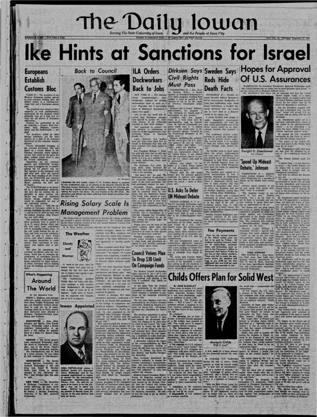 Daily Iowan (Iowa City, Iowa), 1957-02-21