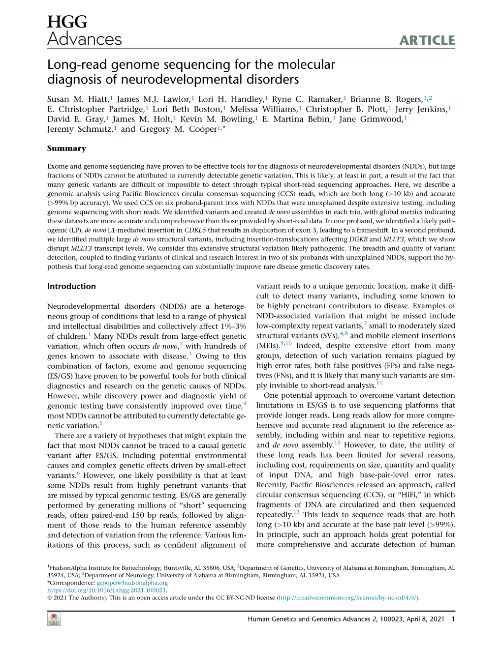 Long-Read Genome Sequencing for the Molecular Diagnosis of Neurodevelopmental Disorders