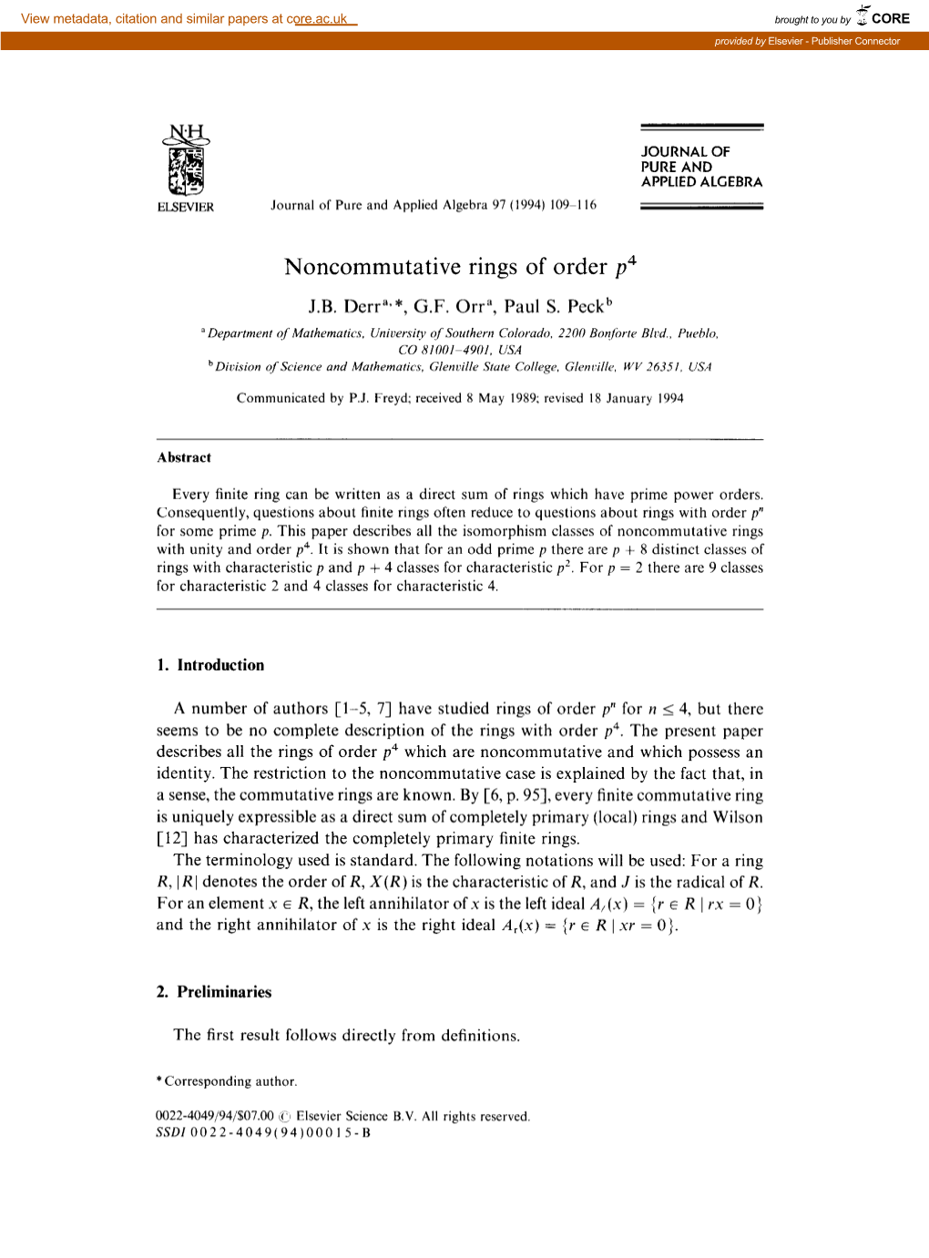 Noncommutative Rings of Order P4