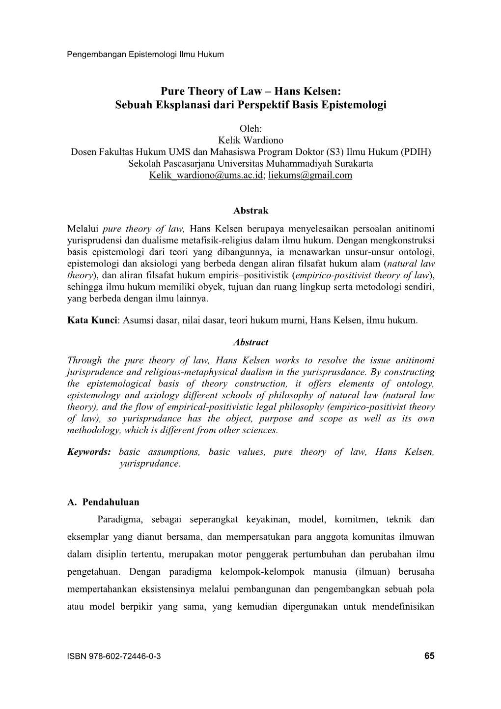 Pure Theory of Law – Hans Kelsen: Sebuah Eksplanasi Dari Perspektif Basis Epistemologi