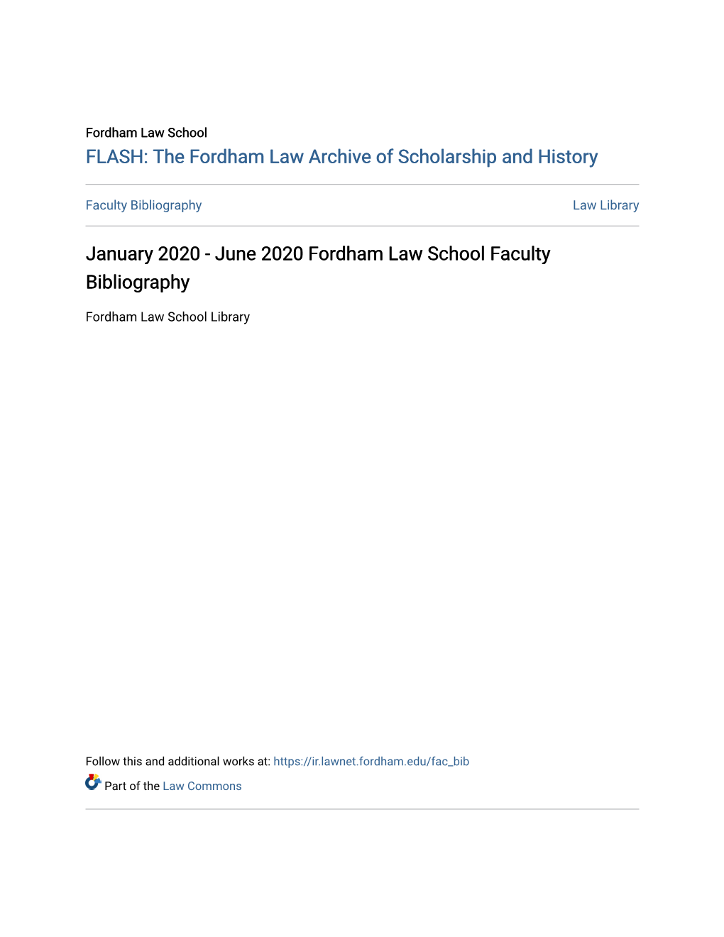 June 2020 Fordham Law School Faculty Bibliography