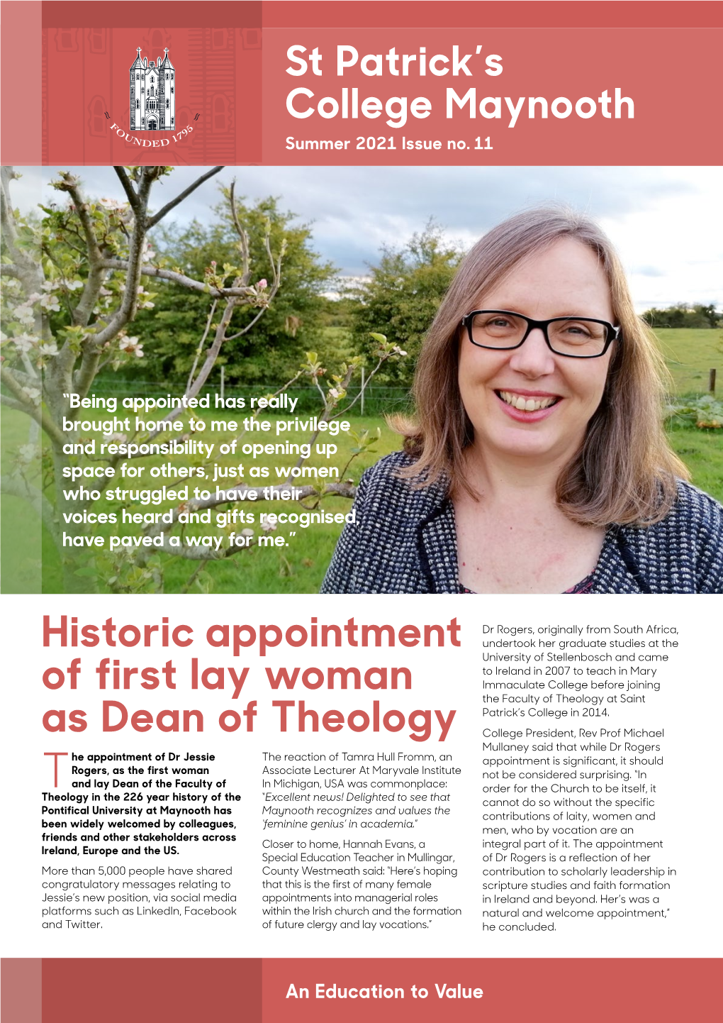 Historic Appointment of First Lay Woman As Dean of Theology