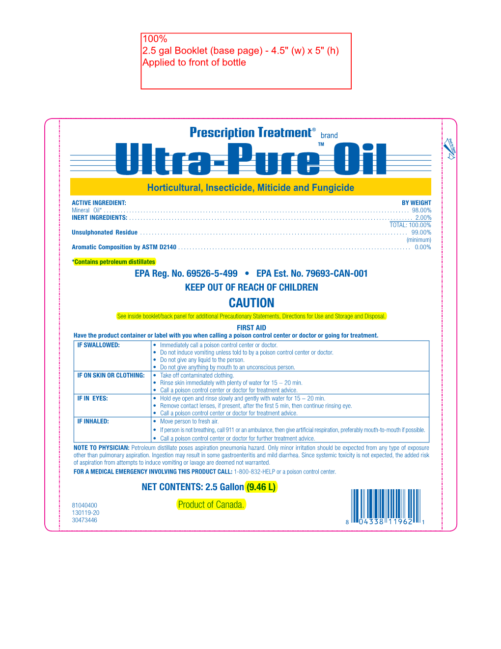 Ultra-Puretm Oil Horticultural, Insecticide, Miticide and Fungicide ACTIVE INGREDIENT: by WEIGHT Mineral Oil*