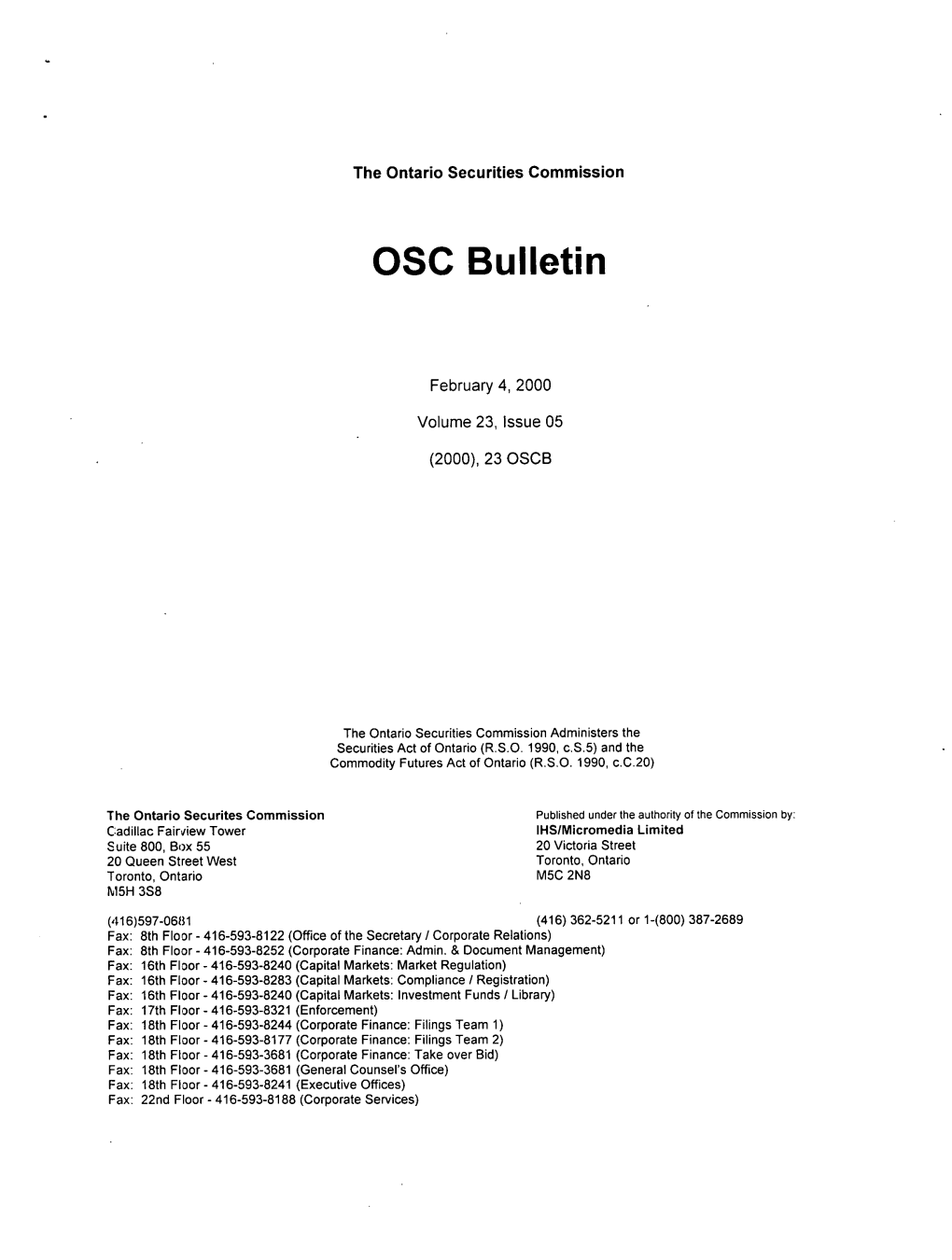 OSC Bulletin