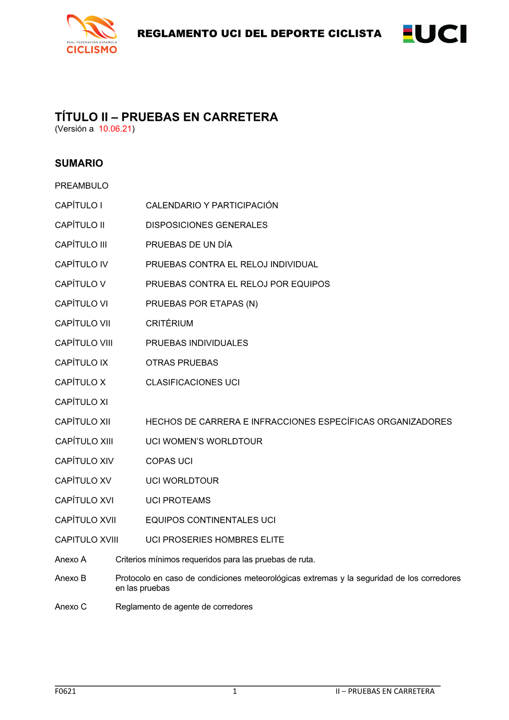 TÍTULO II – PRUEBAS EN CARRETERA (Versión a 10.06.21)