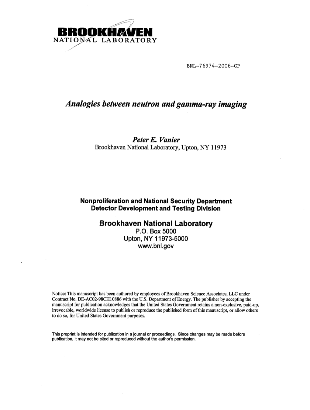 Analogies Between Neutron and Gamma-Ray Imaging