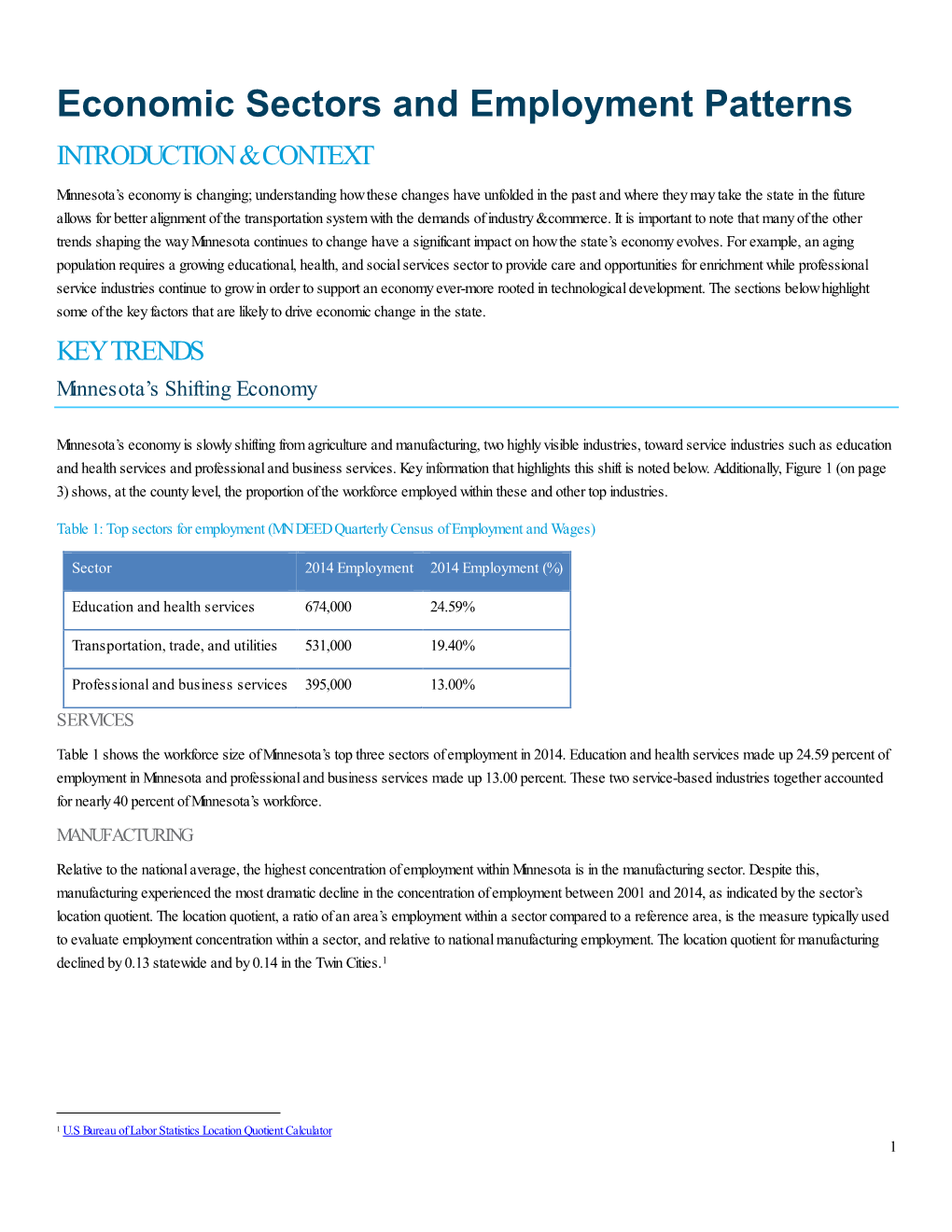 Economic Sectors & Employment Patterns