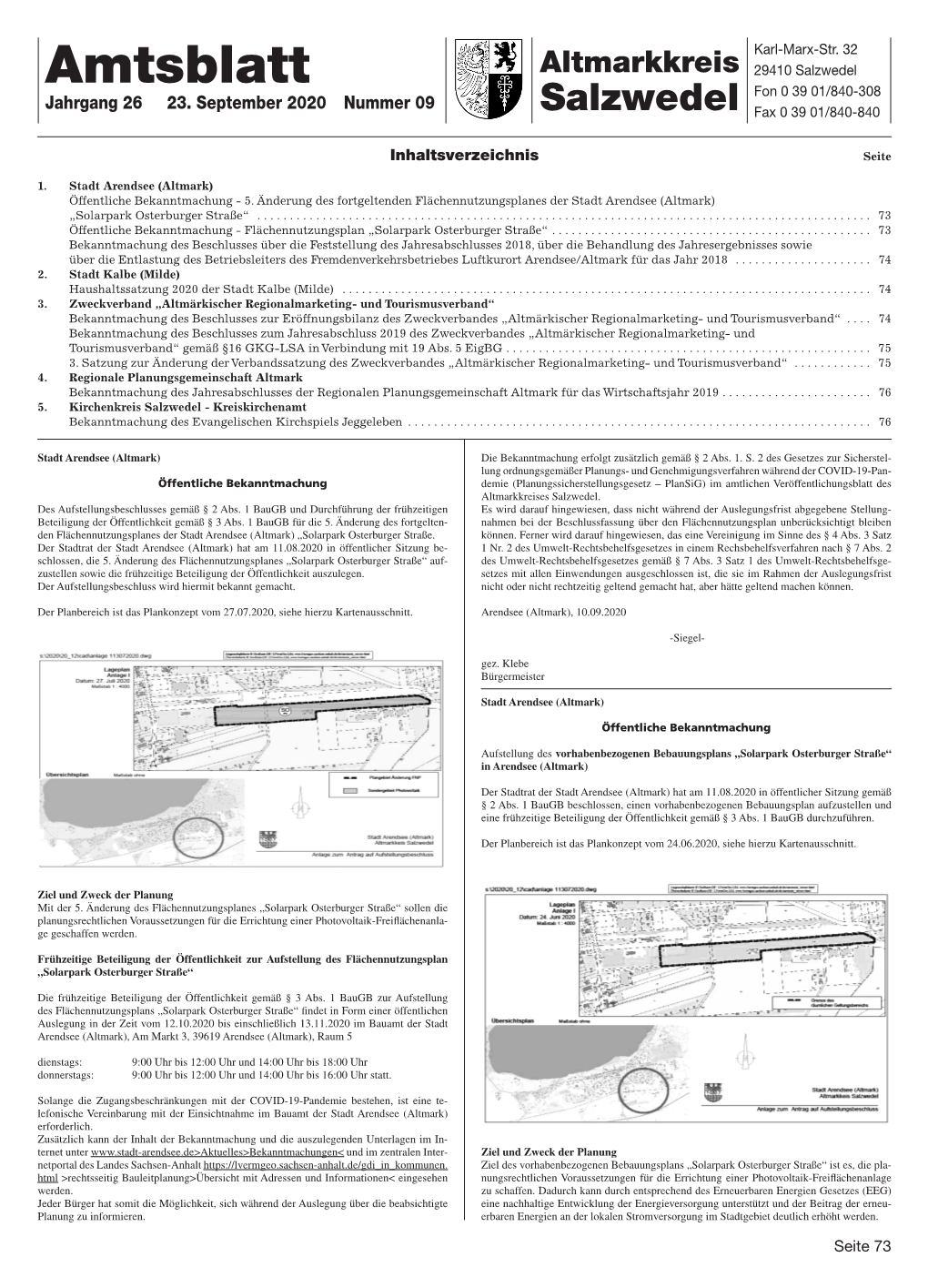 Amtsblatt Altmarkkreis 29410 Salzwedel Fon 0 39 01/840-308 Jahrgang 26 23