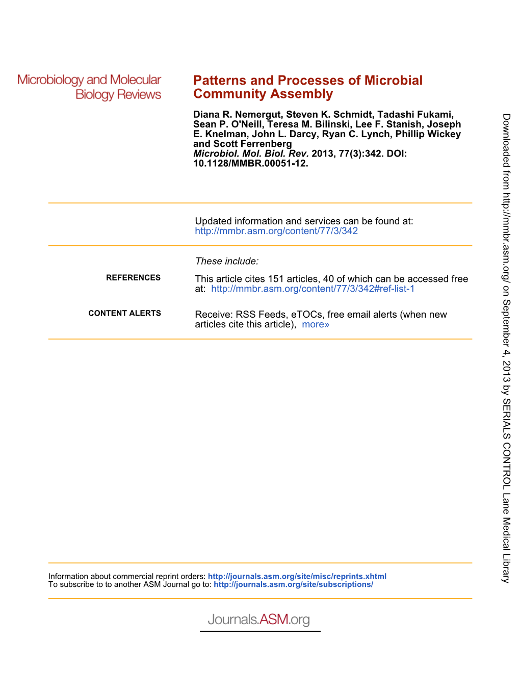 Community Assembly Patterns and Processes of Microbial