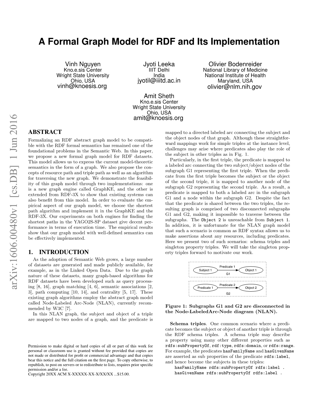 A Formal Graph Model for RDF and Its Implementation