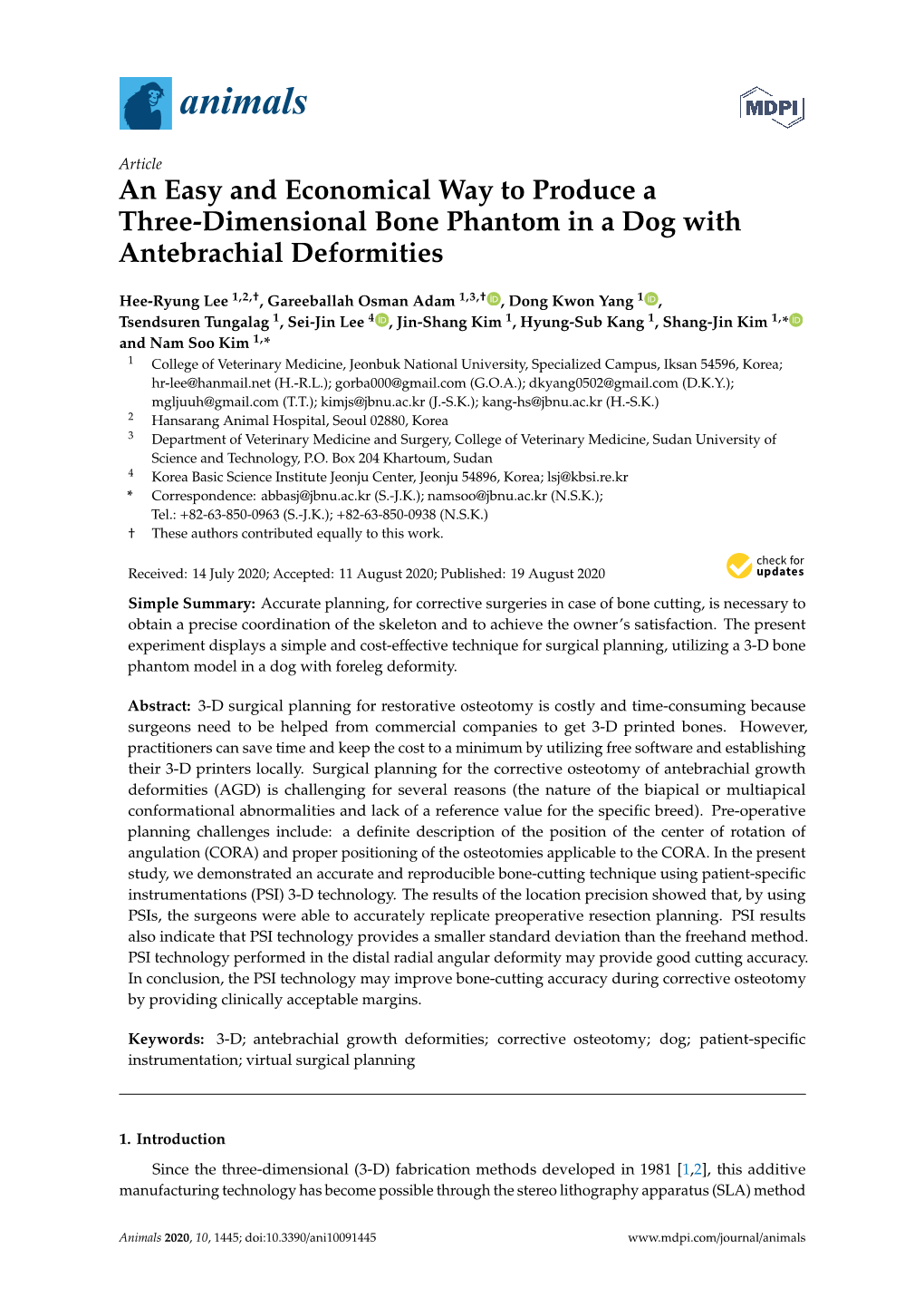 An Easy and Economical Way to Produce a Three-Dimensional Bone Phantom in a Dog with Antebrachial Deformities