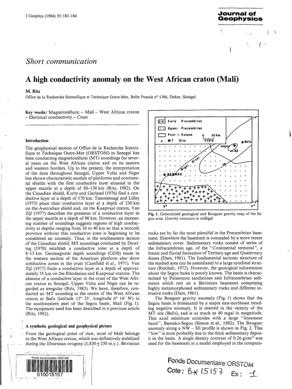 A High Conductivity Anomaly on the West African Craton (Mali)