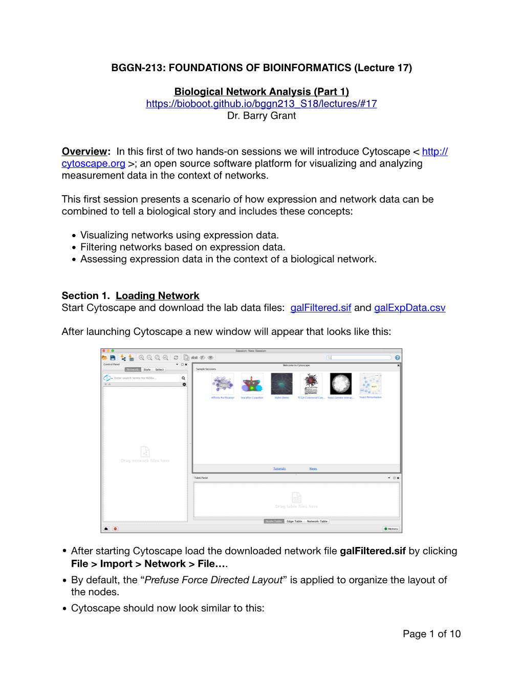 BGGN-213: FOUNDATIONS of BIOINFORMATICS (Lecture 17) Biological Network Analysis (Part 1)