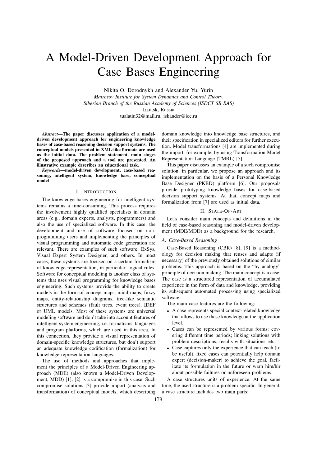 A Model-Driven Development Approach for Case Bases Engineering