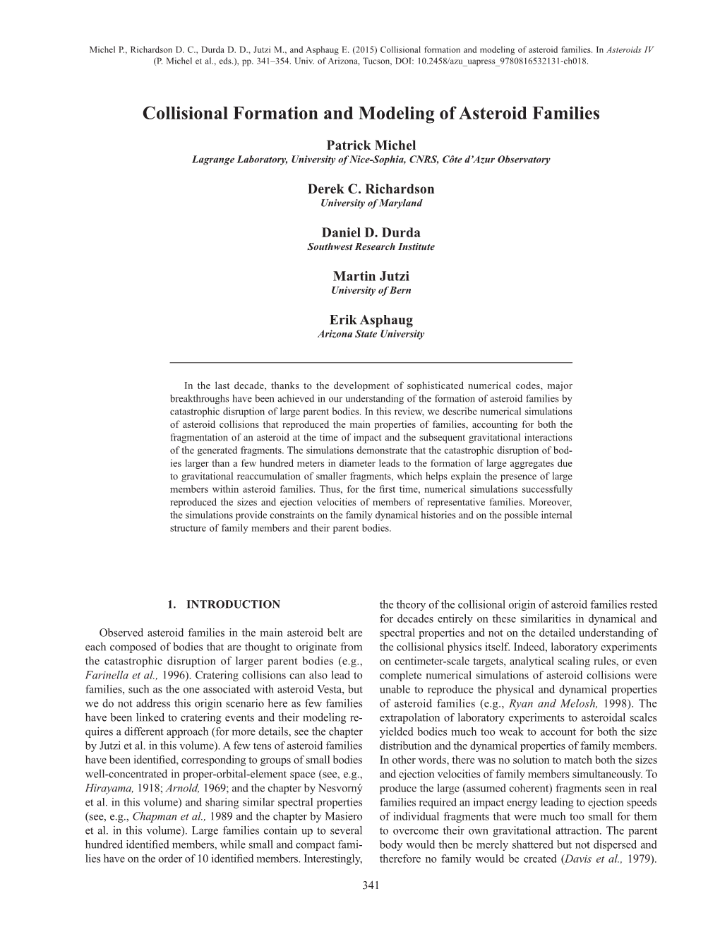 Collisional Formation and Modeling of Asteroid Families