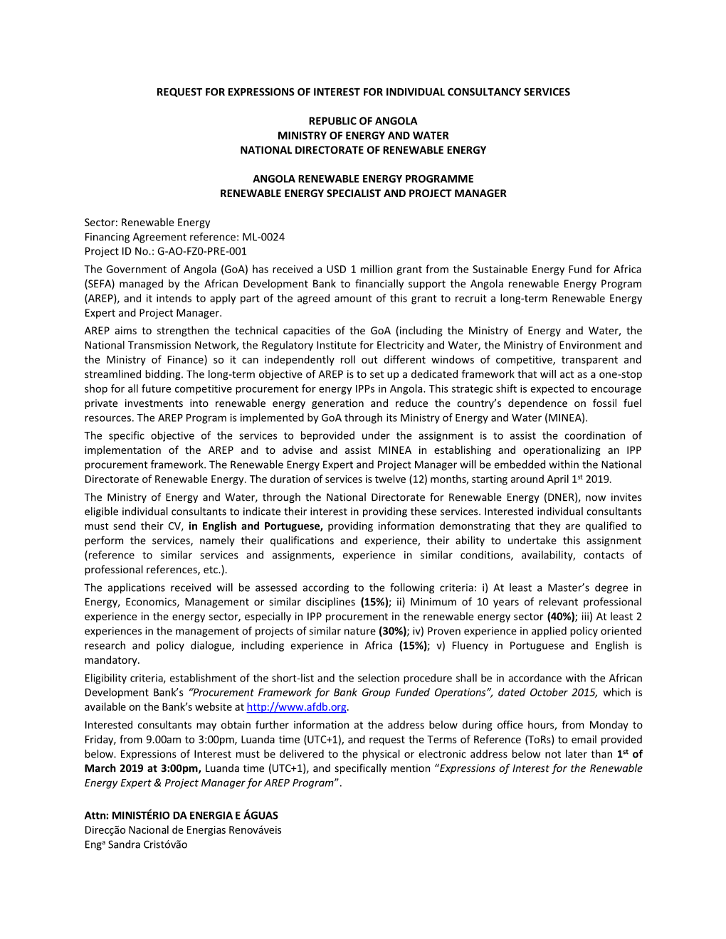 Request for Expressions of Interest for Individual Consultancy Services