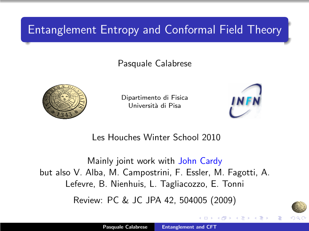 Entanglement Entropy and Conformal Field Theory