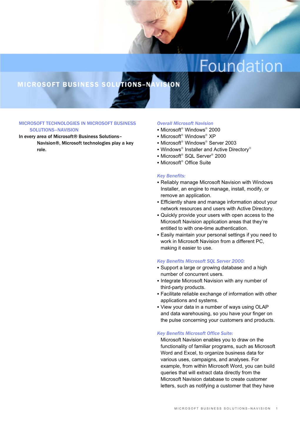 Navision 3.70 Overall Microsoft Stack Fact Sheet