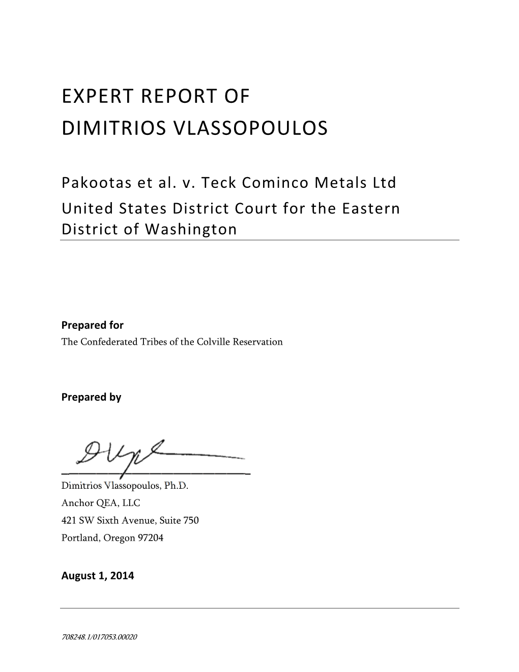 Expert Report of Dimitrios Vlassopoulos