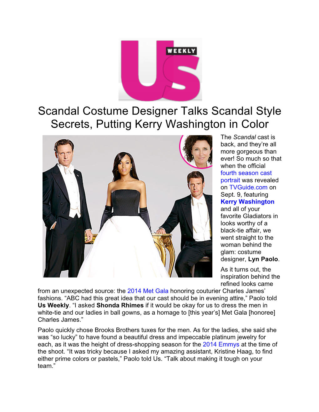 Scandal Costume Designer Talks Scandal Style Secrets, Putting Kerry