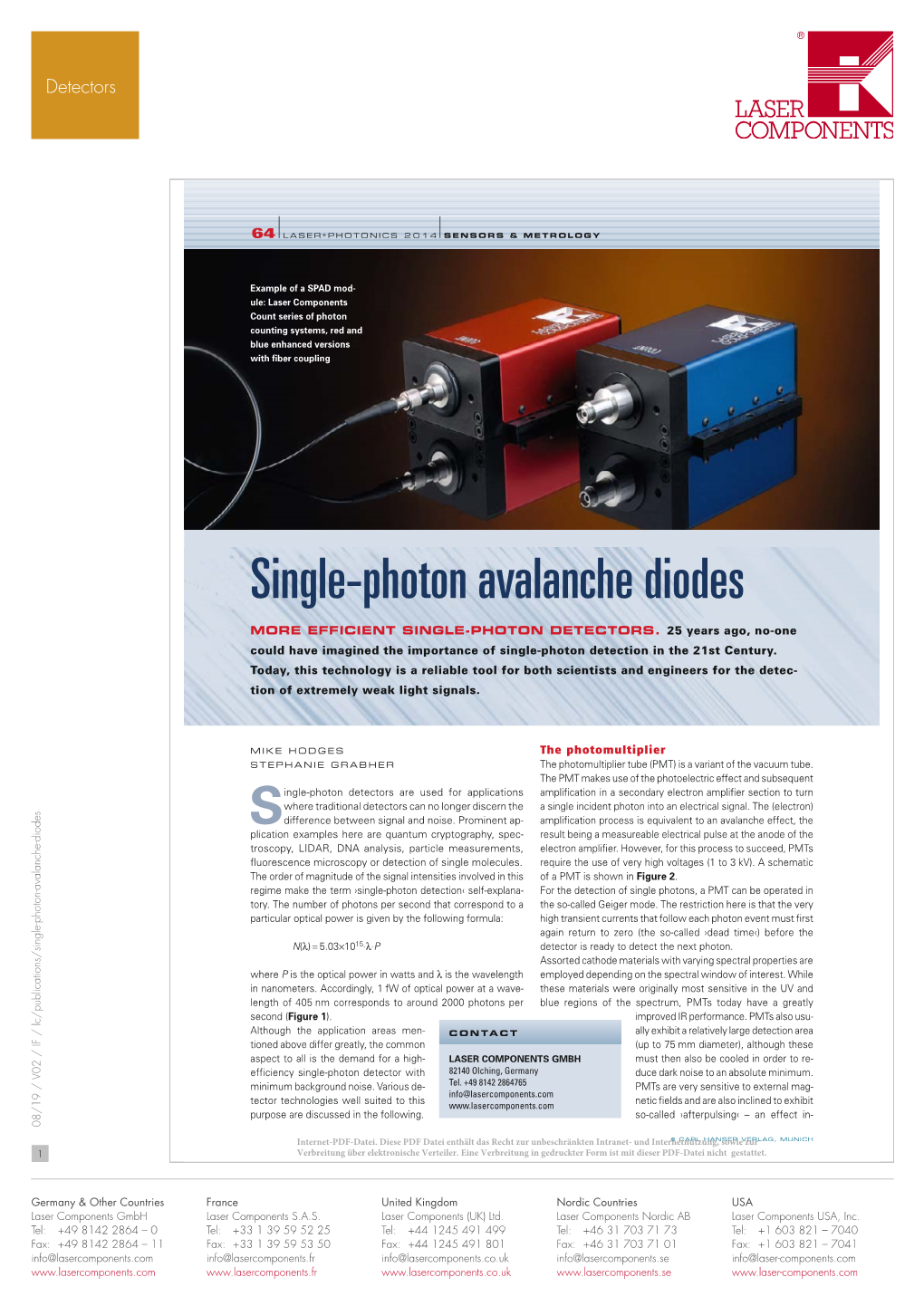 Single-Photon Avalanche Diodes