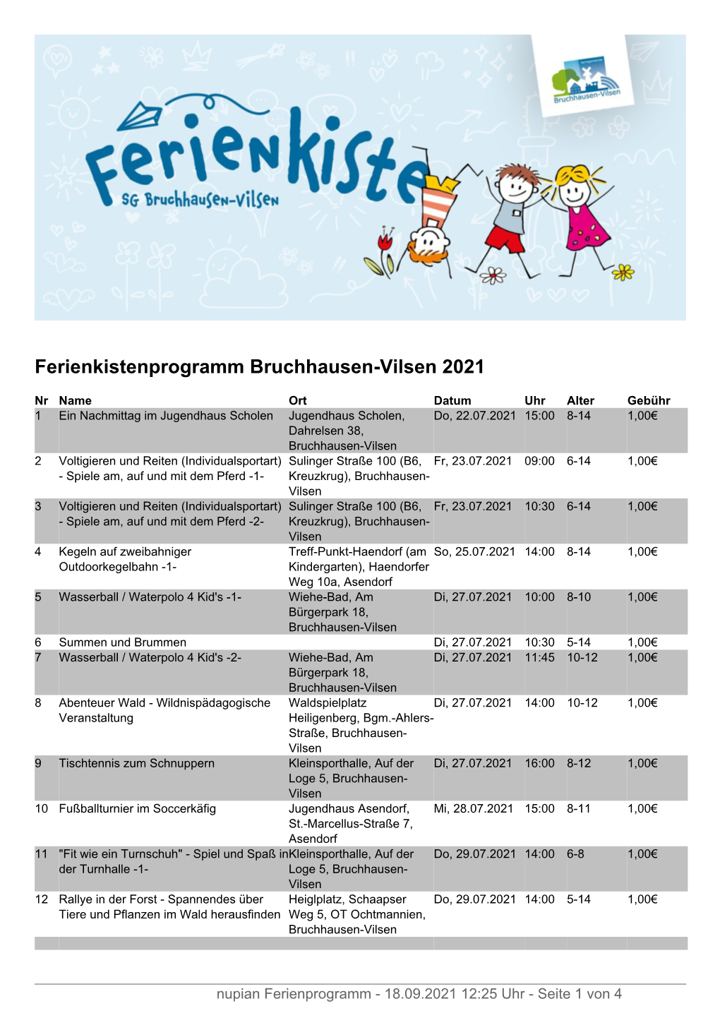 Ferienkistenprogramm Bruchhausen-Vilsen 2021