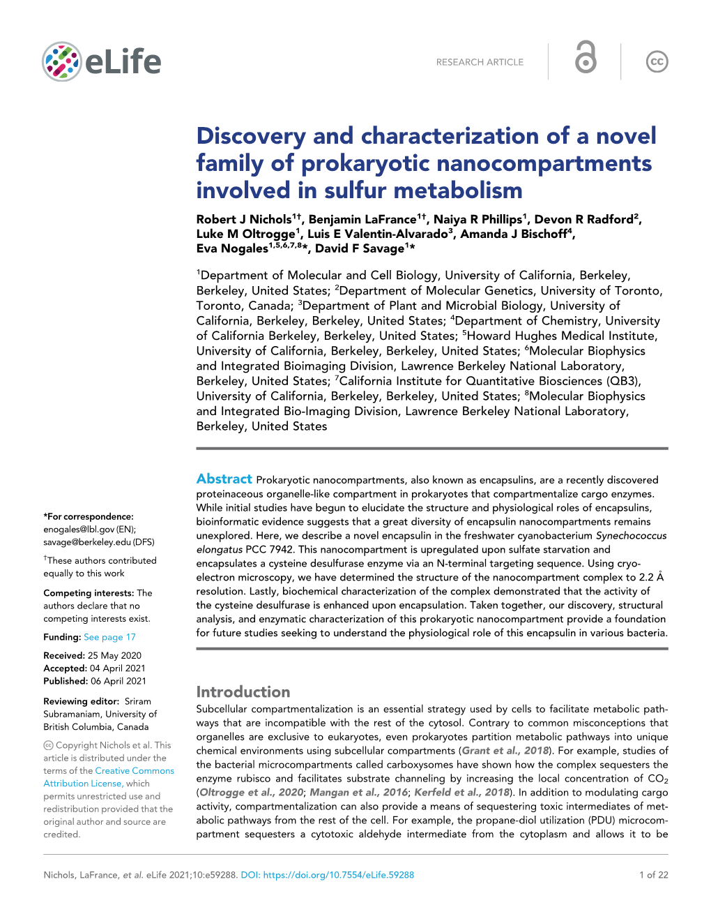 Discovery and Characterization of a Novel Family of Prokaryotic